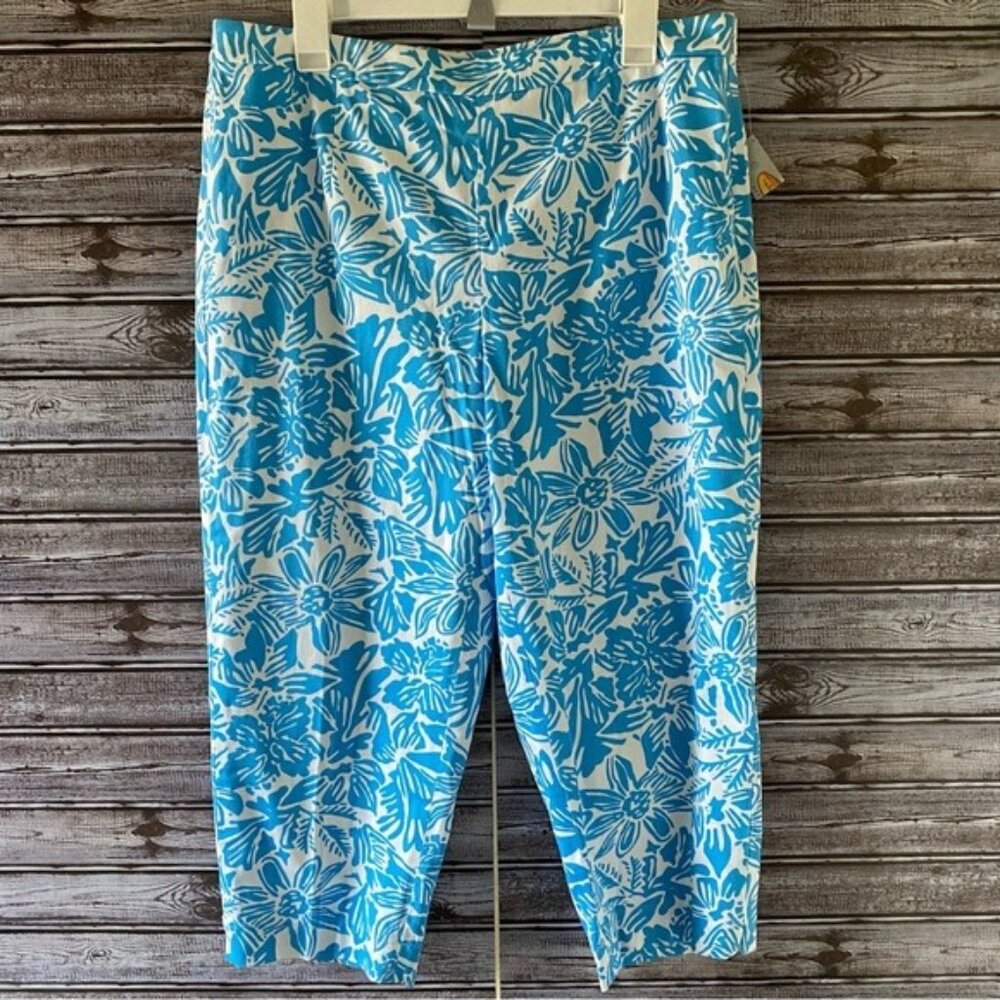 NWT Talbots Petites Women's StretchTropical Print Cropped Pants Size 14P